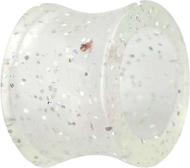 Star Piercing Flared Tunnel transparent Glitter "Glow" (Acryl, ohne Messing)