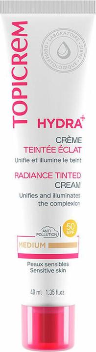 Topicrem Toning skin cream SPF 50 Hydra+ (Radiance Tinted Cream) 40 ml - Shade: Medium (40 ml)