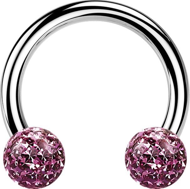 Image du produit Star Piercing Micro Circular Barbell argent avec deux boules de cristal violet clair couche protectrice d'époxy (Acier chirurgical 316L, sans laiton)