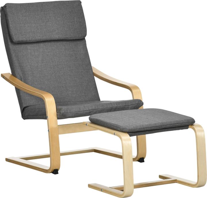 Image du produit Homcom Fauteuil de relaxation avec pouf avec repose-pieds, repose-tête et accoudoirs