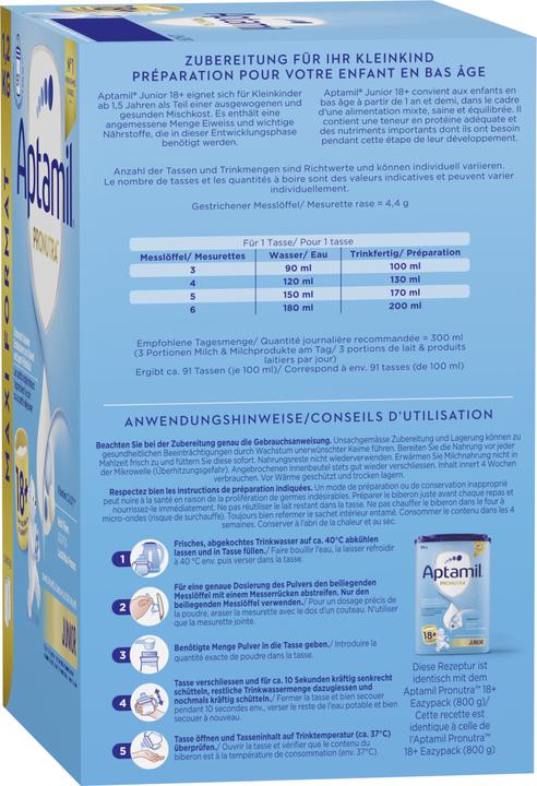 Nährwerte und Zutaten Aptamil Pronutra 18+ (1200 g, ab 18 Monaten)
