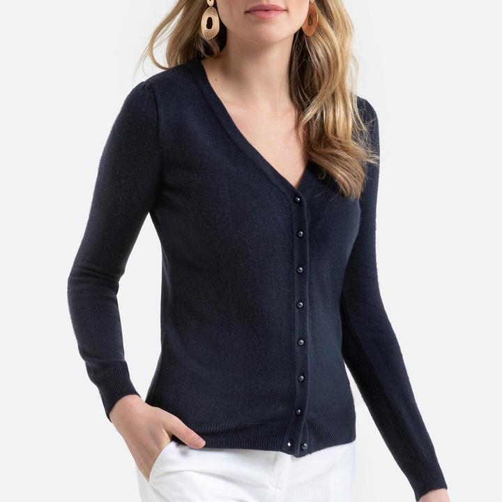 Actual product image Anne Weyburn Cardigan with V-neck and cashmere touch (44, 46)