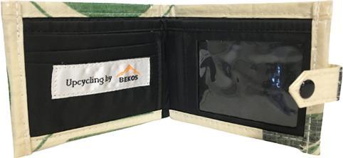 Actual product image Bekos Upcycling - Wallet with flap made from recycled cement bags green Tiger