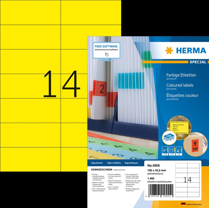 Produktbild HERMA Farbige Etiketten A4