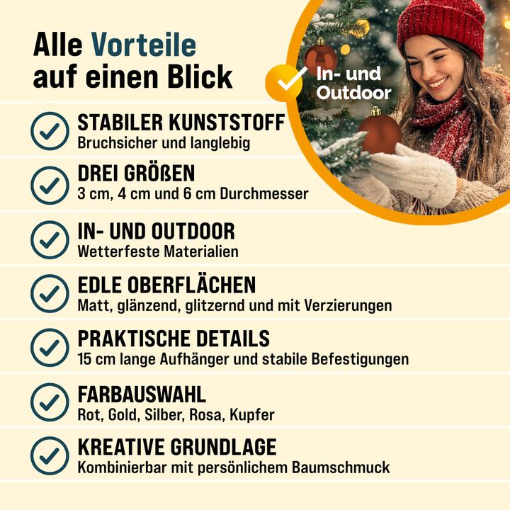 Produktbild Deuba Weihnachtsbaumkugeln (100 -teilig)