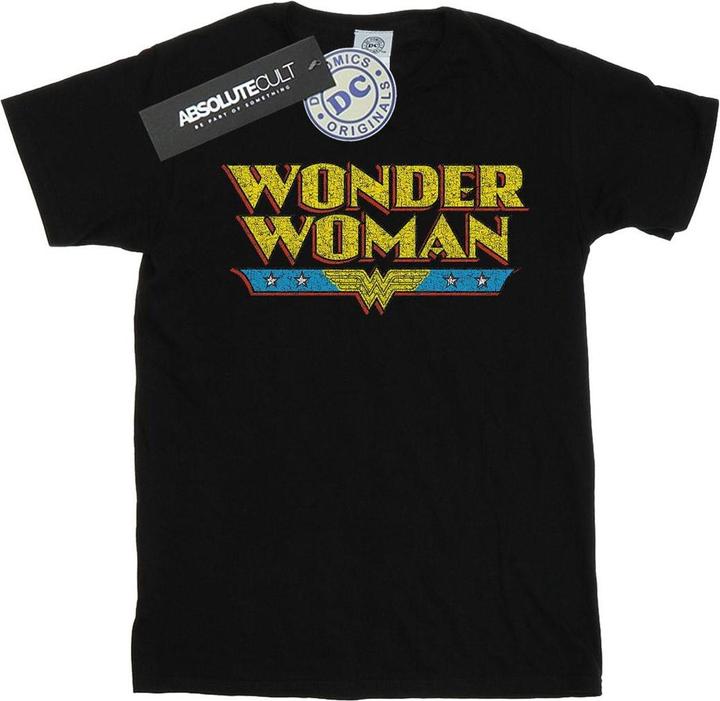 Actual product image Womens/Ladies Wonder Woman Crackle Logo Cotton Boyfriend T-Shirt (XL)