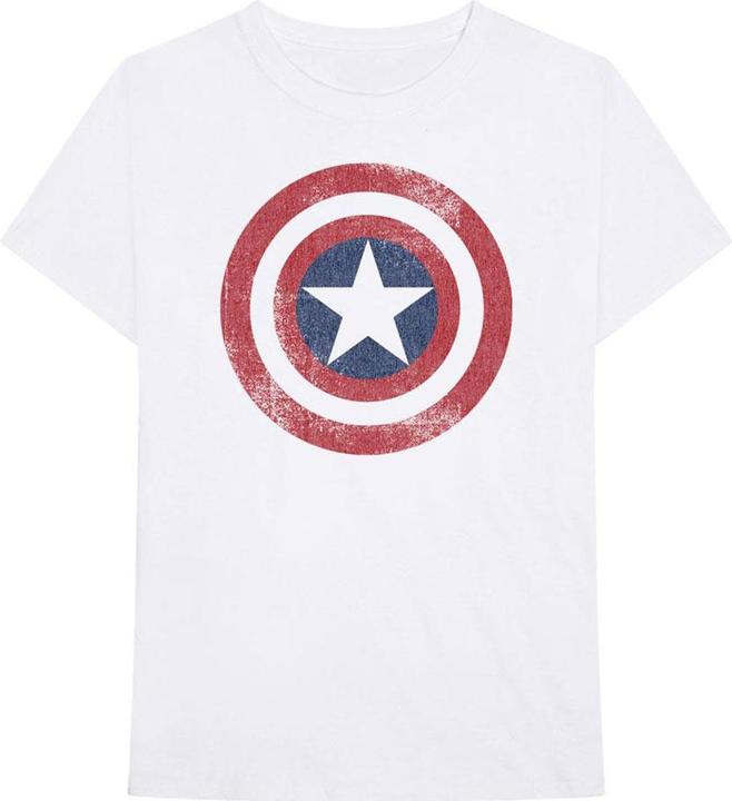 Captain America Adult Distressed Shield TShirt aus Baumwolle
