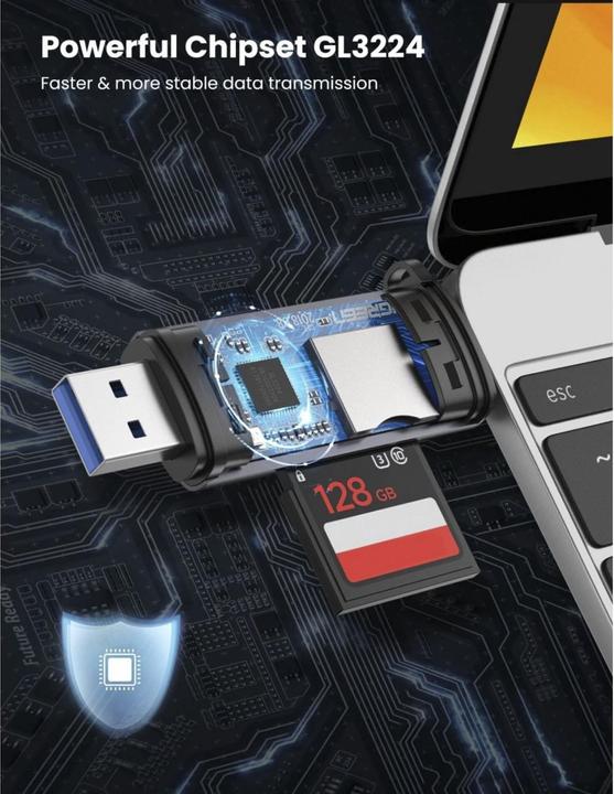 Actual product image Ugreen USB-C and USB-A - TF SD 3.0 (USB, USB-C)