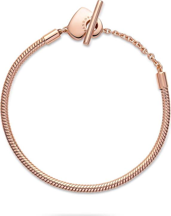 Actual product image Pandora Bracelet Snake Chain T-Bar Heart (18 cm, Metal, rose gold-plated)