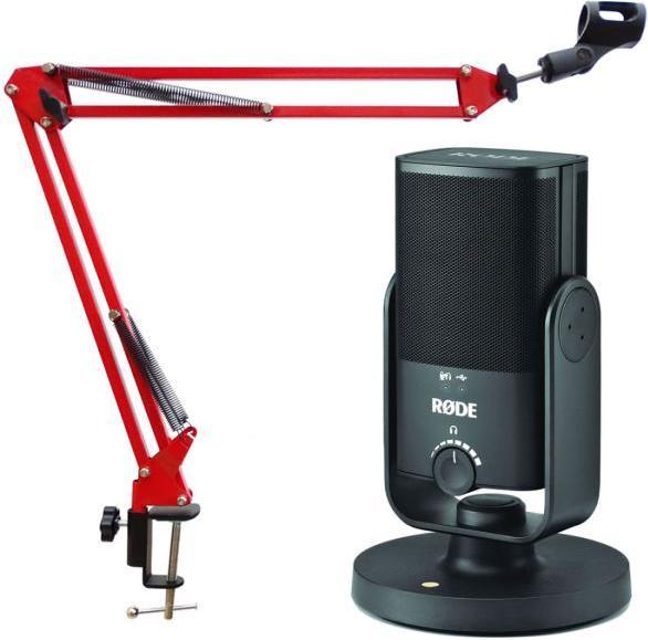 Actual product image RØDE NT-USB MINI with NB35RD red articulated arm