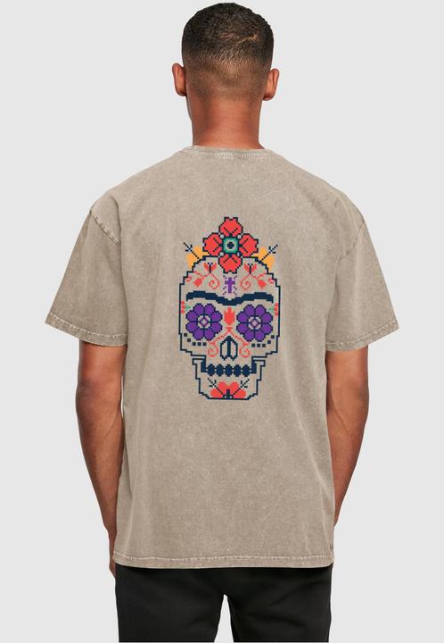 Produktbild Merchcode Frida Kahlo - Pixels viva la vida Acid Washed Heavy Oversize Tee - 118139 (L)