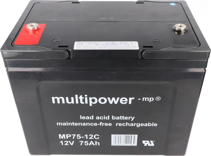 Actual product image Multipower 2 pieces PB lead battery suitable for senior citizen mobile electric car AS E 450 F, 12V 75Ah lead (12 V, 75 Ah)