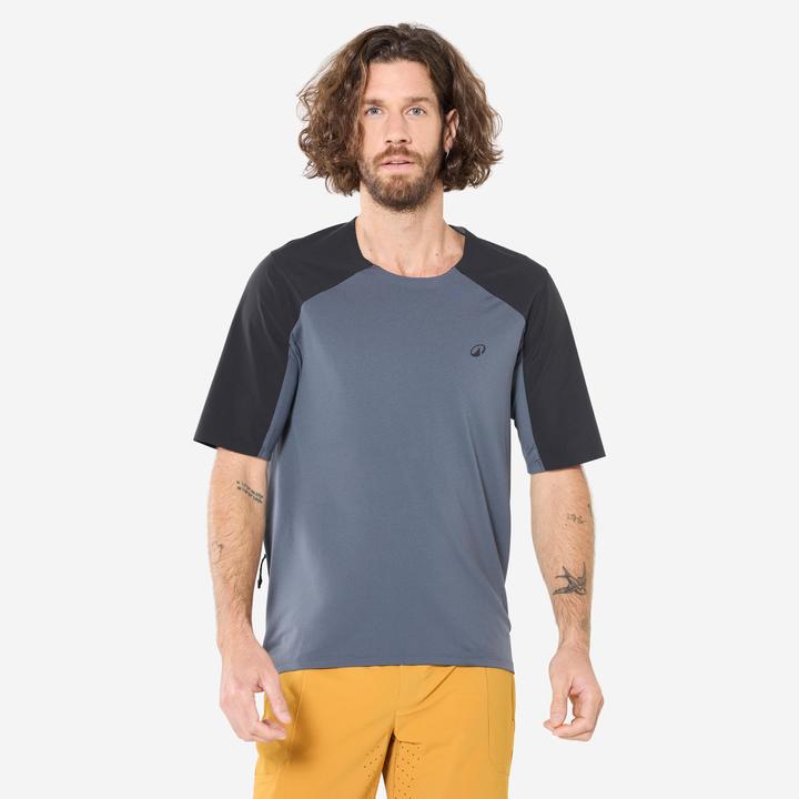 Rockrider Radtrikot MTB kurzarm Cargo Herren grau/schwarz