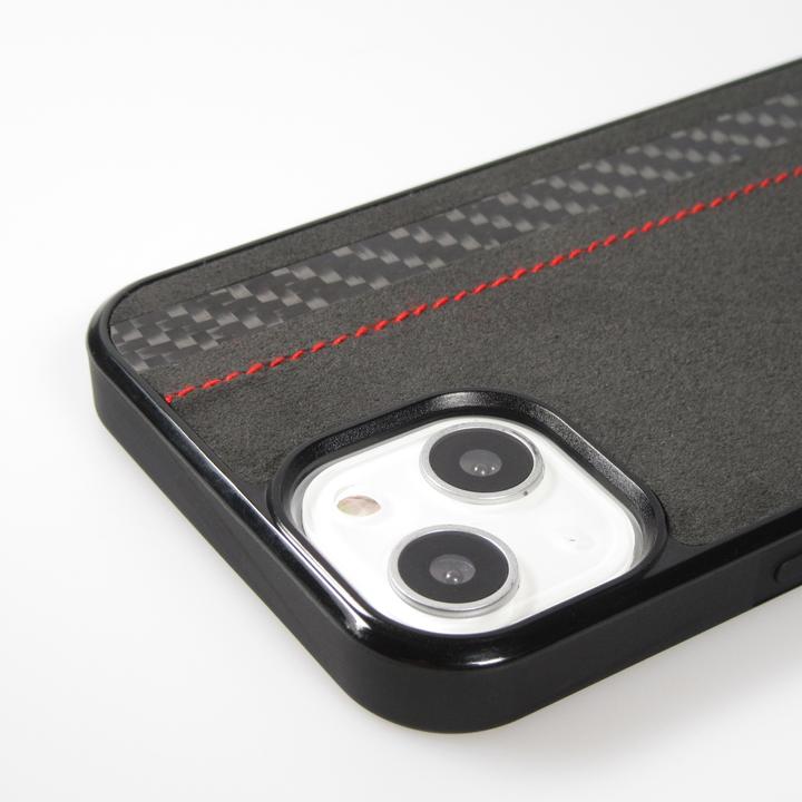 Produktbild Carbomile Hülle Alcantara und Carbon mit roten Nähten (MagSafe kompatibel) (Apple iPhone 14 Plus)