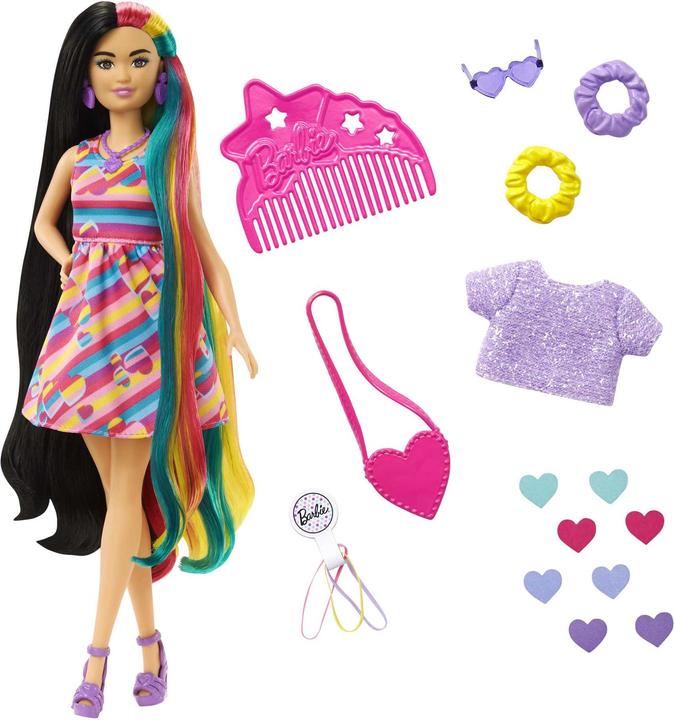 Actual product image Barbie Totally Hair doll in heart look, Petite, 21.6 cm long hair, 15 accessories, from 3 years old