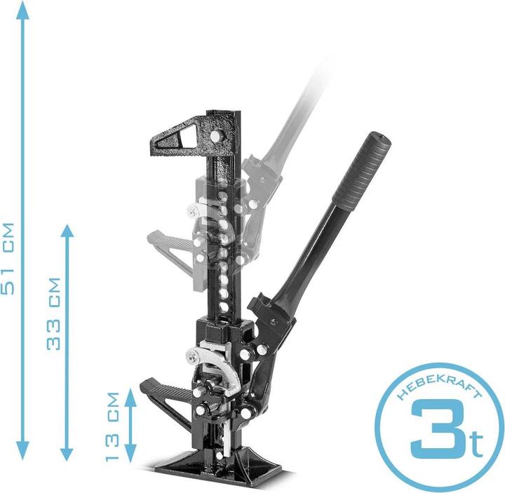 Actual product image Stahlwerk Rack and pinion jack 20" 3t 33cm Farm Jack stick winch Offroad jack