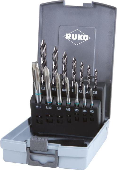Ruko 259048RO Handgewindebohrer-Set 14teilig M3 - M12 DIN 352, DIN 376, DIN 338 HSS 1 Set
