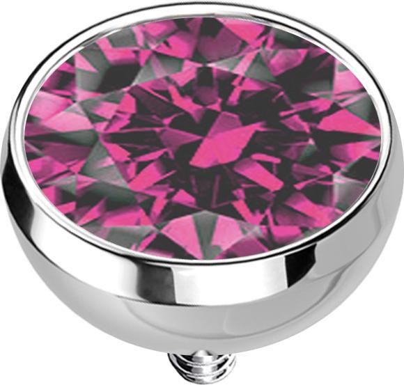Produktbild Star Piercing Dermal Anchor Halbkugel silber mit Kristall pink (Chirurgenstahl 316L)