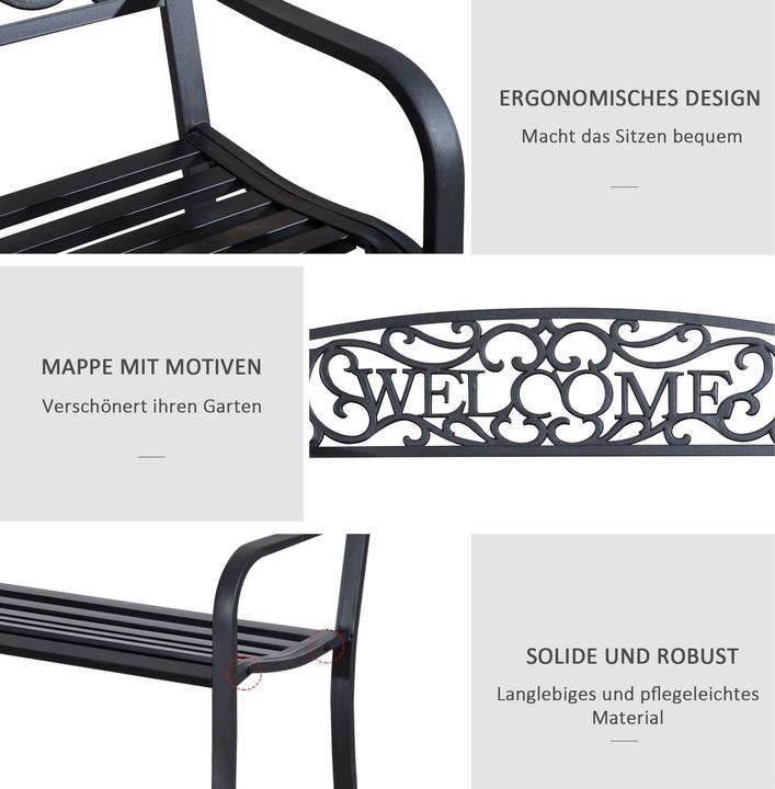 Image du produit Outsunny Gartenbank Eisen, pulverbeschichtet Schwarz
