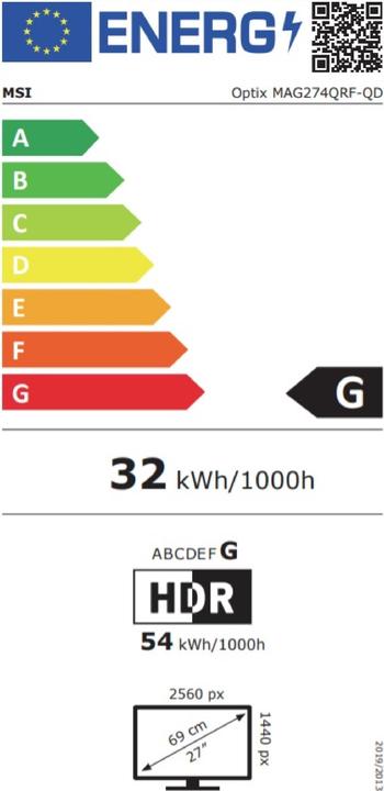 Energy Label MSI Optix MAG274QRF-QD (2560 x 1440 pixels, 27")