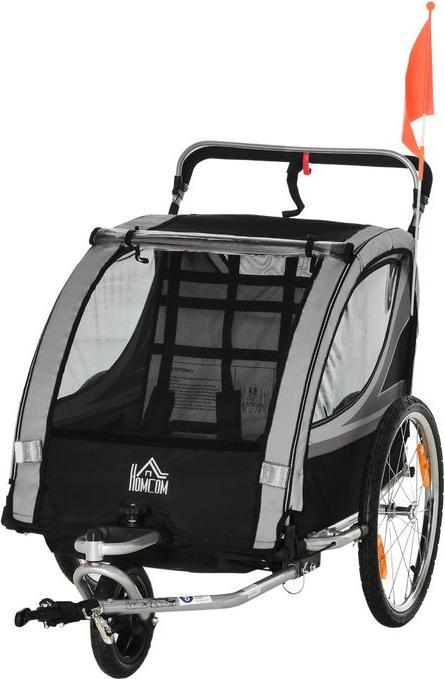 Immagine prodotto Swisshandel24 2 in 1 Kinderanhänger klappbar Fahrradanhänger mit abnehmbarem Vorderrad Grau