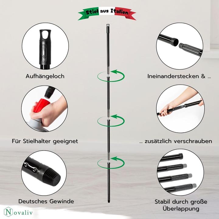 Immagine prodotto Novaliv Gartenbesen mit Stiel und Kratzleiste 40 cm Elaston Borsten Besen draussen Strassenbesen mit S (1 pz.)