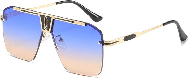 Immagine prodotto Techsuit - Sunglasses (2576) - for Men with Aluminum Frame, Oversized - Gold / Blue / Brown