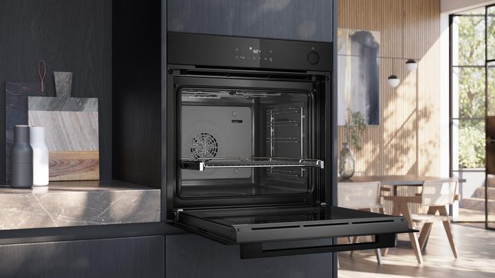 Actual product image Siemens iQ300, Built-in oven with steam support, 60 x 60 cm, Deep black inox, HR232GEB3