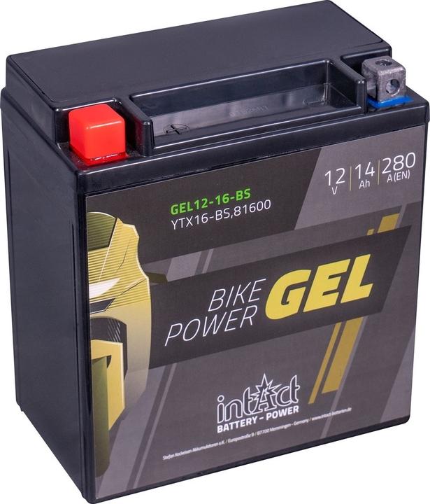 Actual product image Intact GEL12-16-BS Bike-Power GEL 14Ah Motorcycle Battery (DIN 81600) YTX16-BS (12 V, 14 Ah, 280 A)