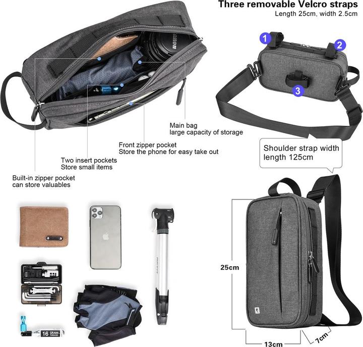 Produktbild Mobygo Kompakte Tasche RHINOWALK grau (Rahmentasche)