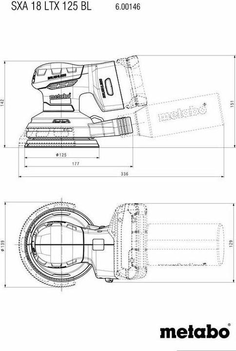 Image du produit Metabo SXA 18 LTX 125 BL (Ponceuse excentrique)