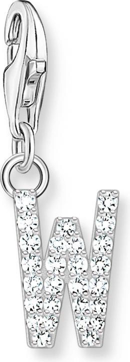 Produktbild Thomas Sabo Charm-Anhänger Buchstabe W mit Weissen Steinen Silber (925er Silber)
