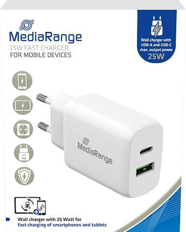 Actual product image MediaRange MRMA112 Mobile Device Charger White Indoor (25 W)