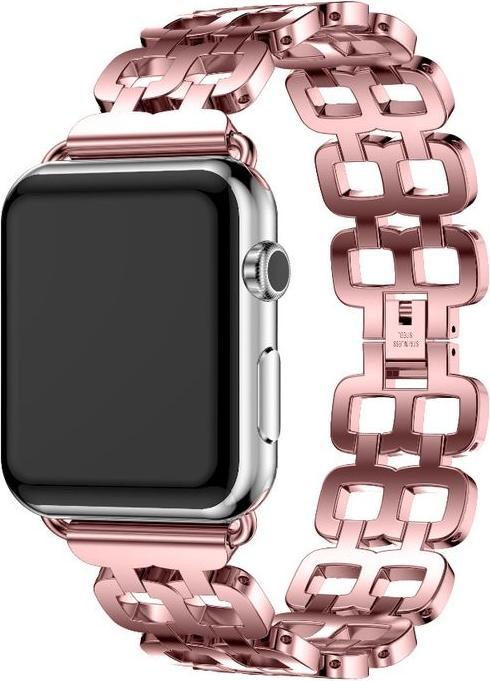 Produktbild Hermex Apple Watch 44mm / 42mm Luxus Edelstahl Ring Armband Metall ROSÉGOLD (44 mm, 42 mm, Edelstahl)
