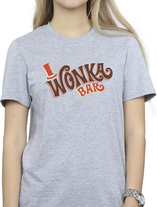 Actual product image Willy Wonka & the Chocolate Factory Womens/Ladies Bar Logo Cotton Boyfriend T-Shirt (M)