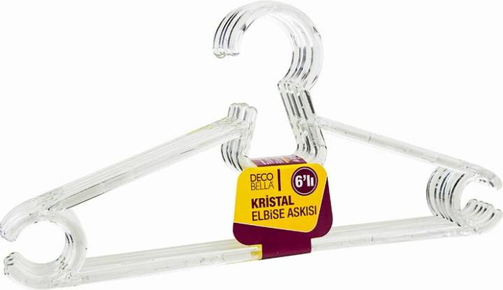 Immagine prodotto DecoBella Set di 6 appendiabiti in plastica - Trasparente, robusto e salvaspazio (6 x)