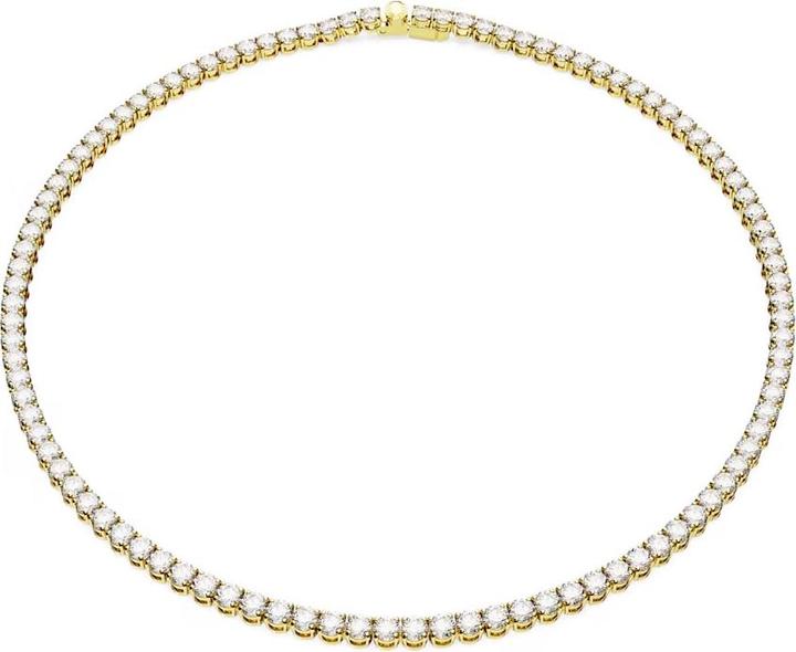 Swarovski Matrix Tennis Halskette Rundschliff Klein Weiss Gold (Swarovski Metall, 41 cm)