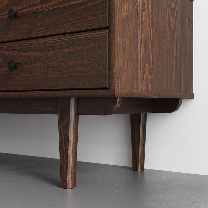 Image du produit IDIMEX Lowboard SIMONA aus Kiefer Massivholz mit Rattangeflecht – Nussbaumoptik