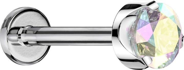 Produktbild Star Piercing Micro Labret Innengewinde silber flach Kristall multicolor gefasst (ohne Messing, Titan G23)
