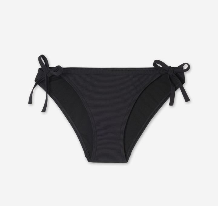Olaian Bikini-Hose Damen seitlich gebunden strukturiert Sofy schwarz