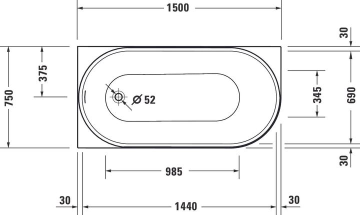 Produktbild Duravit DuraSenja Badewanne (228 l, 150 cm, 75 cm)
