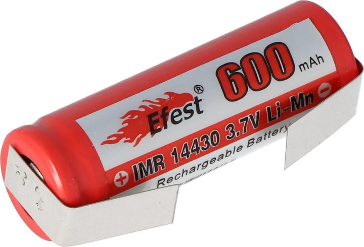 Actual product image AccuCell Battery IMR 14430 with solder tag U-shape (1 pcs., 600 mAh, Rechargeable battery)