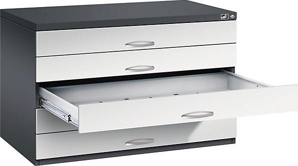 Actual product image C+P Drawing cabinet, A1, 5 drawers, height 760 mm, black grey / light grey.