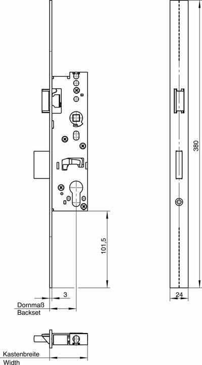 Produktbild Wilka Rohrrahmenschloss Stulp Edelstahl Reno 1438 PZ, 25 mm Dorn, Din umstellbar (Profilzylinder)