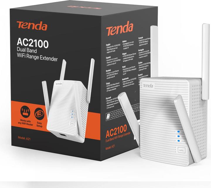 Immagine prodotto Tenda Ripetitore WL A21 AC1200 Dual-Band WLAN (1734 Mbit/s, 300 Mbit/s)