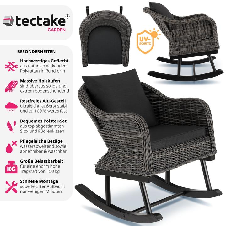 Actual product image tectake Rattan Rocking Chair Rovigo 150kg