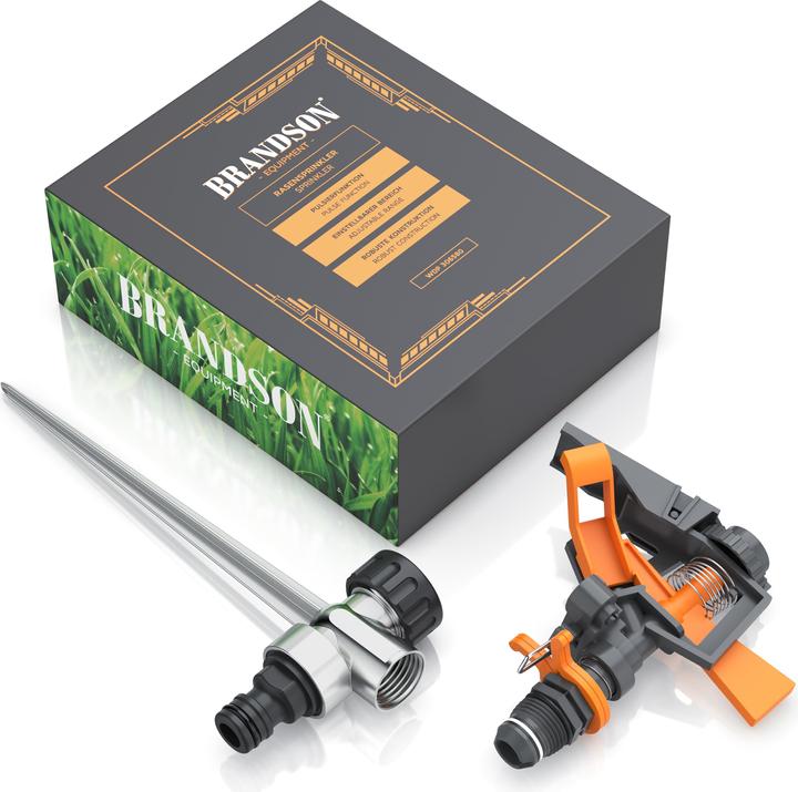 Produktbild Brandson 4x Kreisregner, Intervall-Sprinkler, 360° Impulsregner, Rasensprenger bis 200 m², Gardena kompatibel (Impuls-, Kreis- und Sektorenregner)