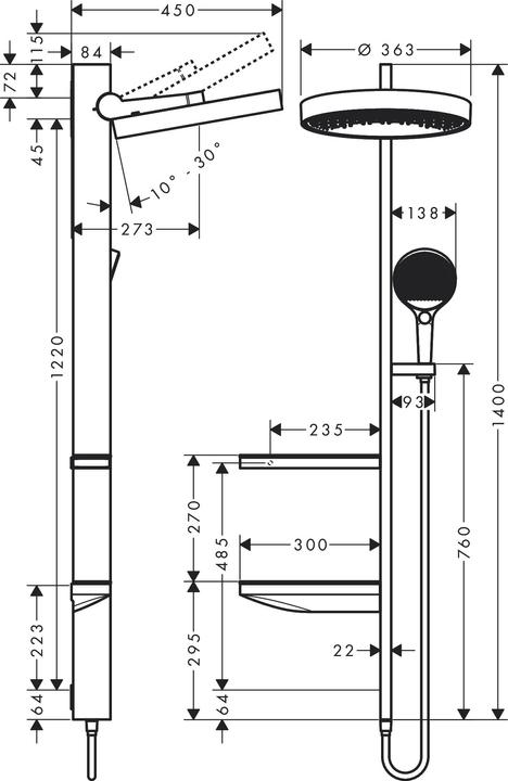 Produktbild hansgrohe Rainfinity Showerpipe 360 1jet Unterputz : Farbe - Matt White