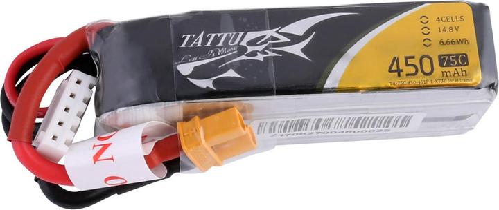 Actual product image Tattu RC Battery LiPo 450 mAh 14.8 V 75C Long (14.80 V, 450 mAh)