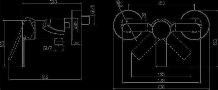 Produktbild Villeroy & Boch V&B Einhand-Brausebatterie ARCHITECTURA Wandmontage, 218x130x137mm chrom